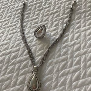 Silver necklace and ring set